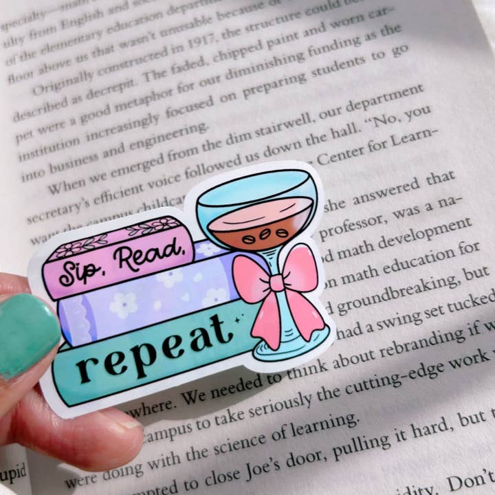 Sip, Read, Repeat Sticker for wholesale by My Secret Copy