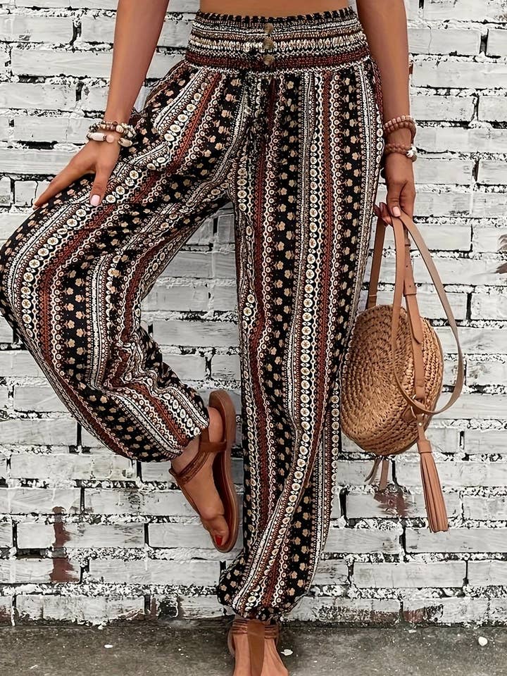 NINEXIS - Wholesale Pants - Women's - CWBLP2069_BOHO PRINT ELASTIC WAIST DRAPED JOGGER PANTS6