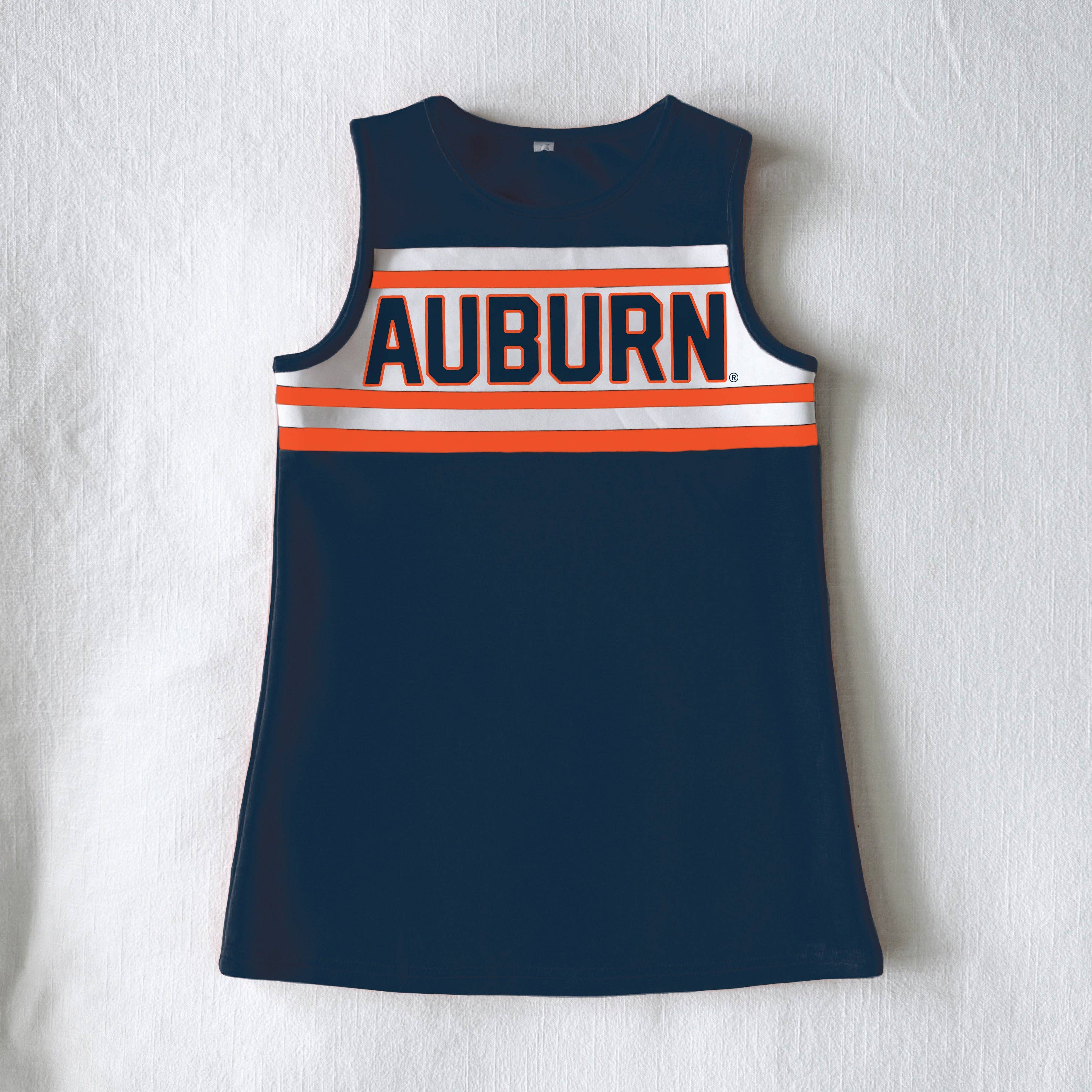 Scarlet & Gold - Wholesale Athletic Dress - Kids - The Auburn University | Navy Striped Cheer Dress0