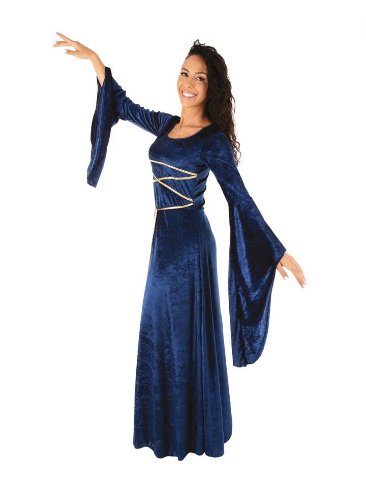 P'tit Clown – Disfarce – Mulher por atacado – Vestido medieval azul para adulto tamanho L/XL1