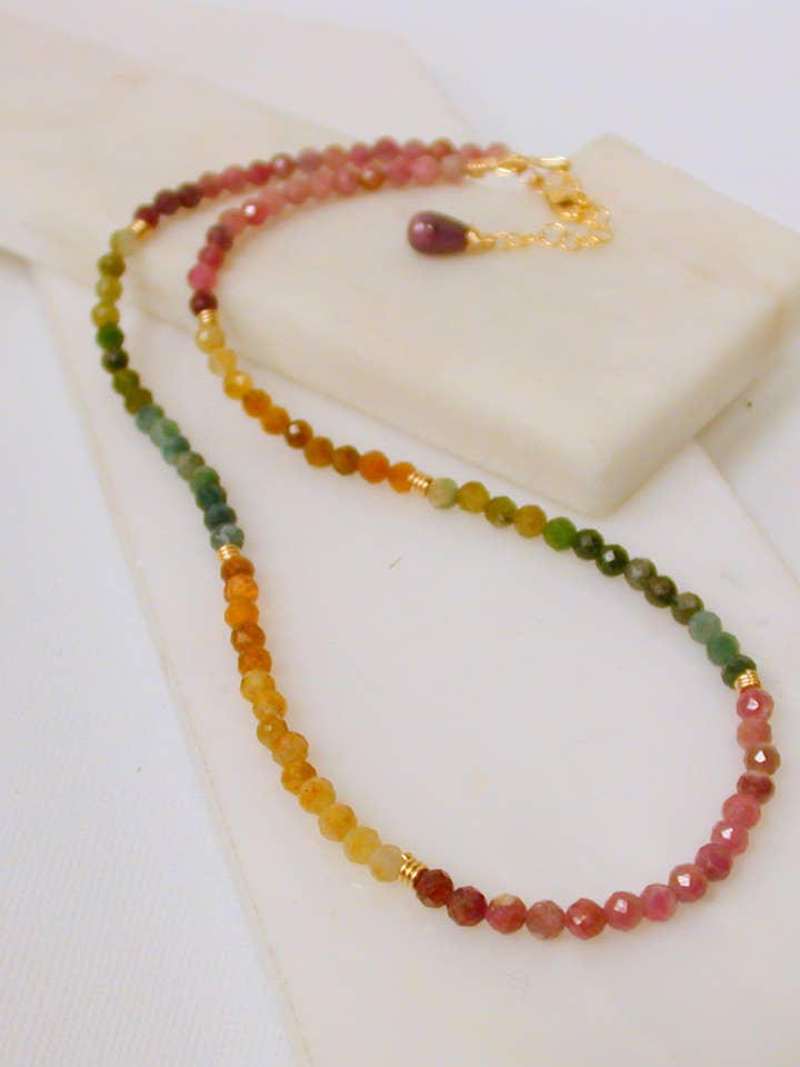 Colorful Gemstone Strand Necklace. Tourmaline. for wholesale by Linda Trent Jewelry