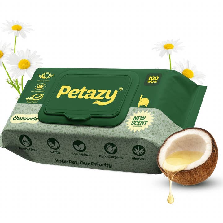 Petazy XL Chamomile Dog Wipes for Paws Butt & Body 100 Wipes for wholesale by Petazy