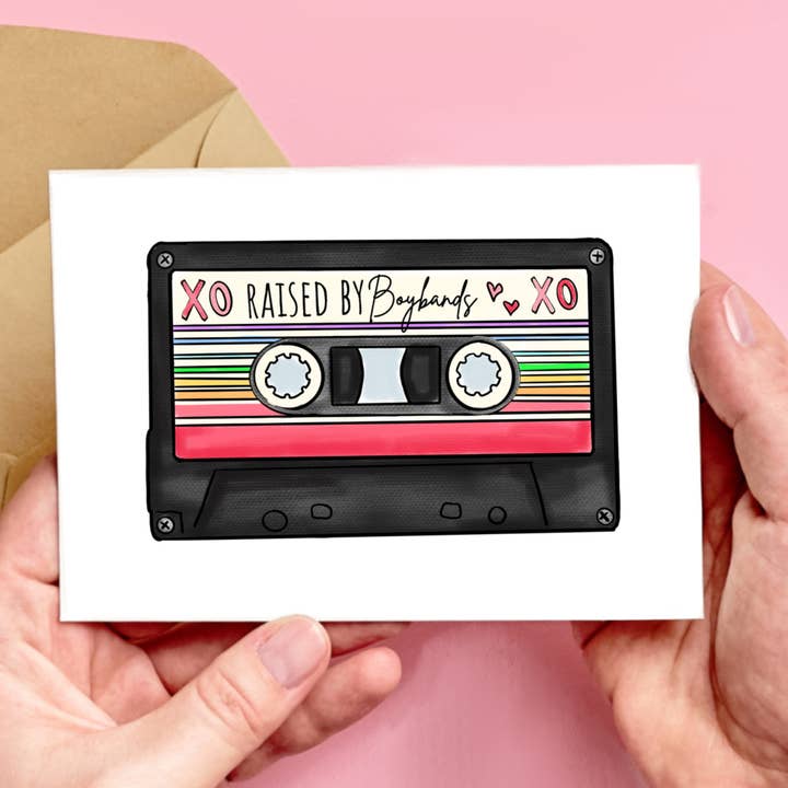 Raised by Boy Bands- 90s, 2000s Kid Greeting Card, Nostalgia for wholesale by Little Miss PinkerBell