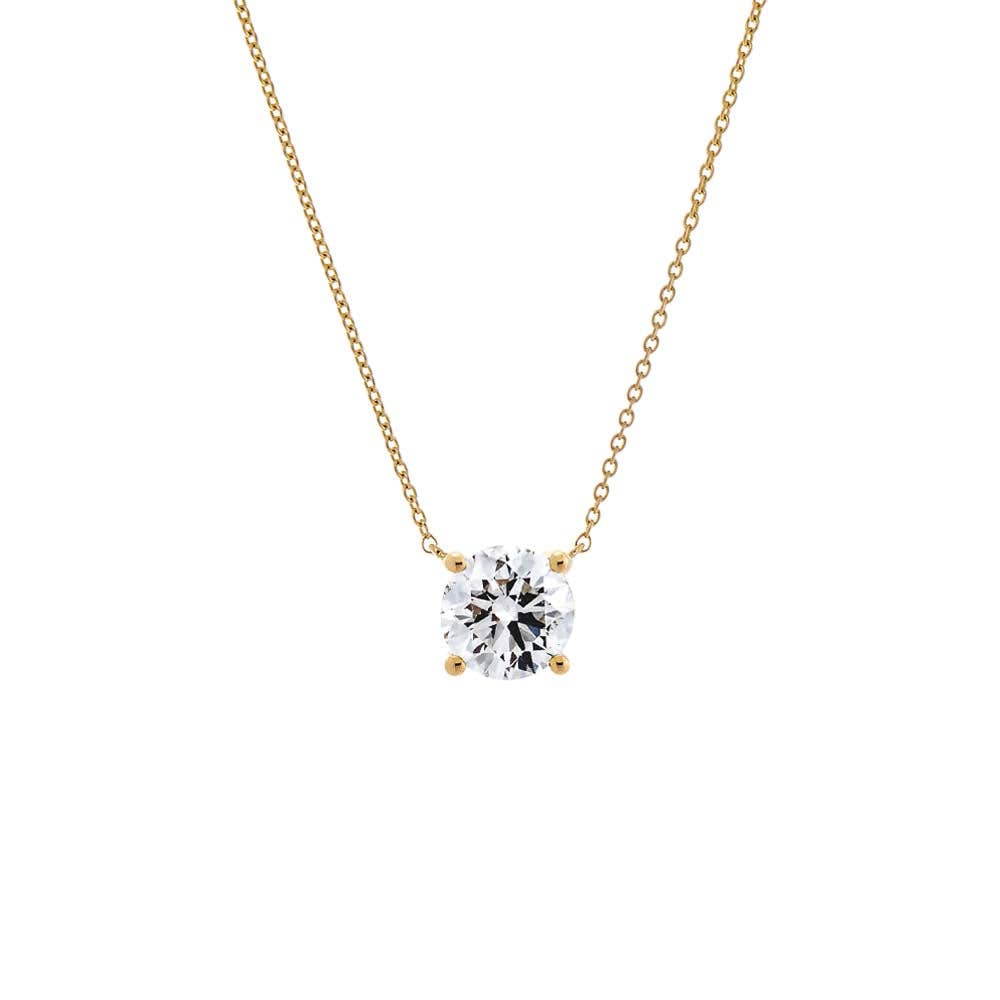 By Adina Eden - Wholesale Pendant/Charm Necklace - Lab Grown Diamond Round Solitaire Necklace 14K4