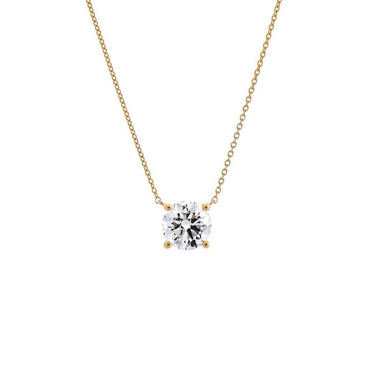 By Adina Eden - Wholesale Pendant/Charm Necklace - Lab Grown Diamond Round Solitaire Necklace 14K4