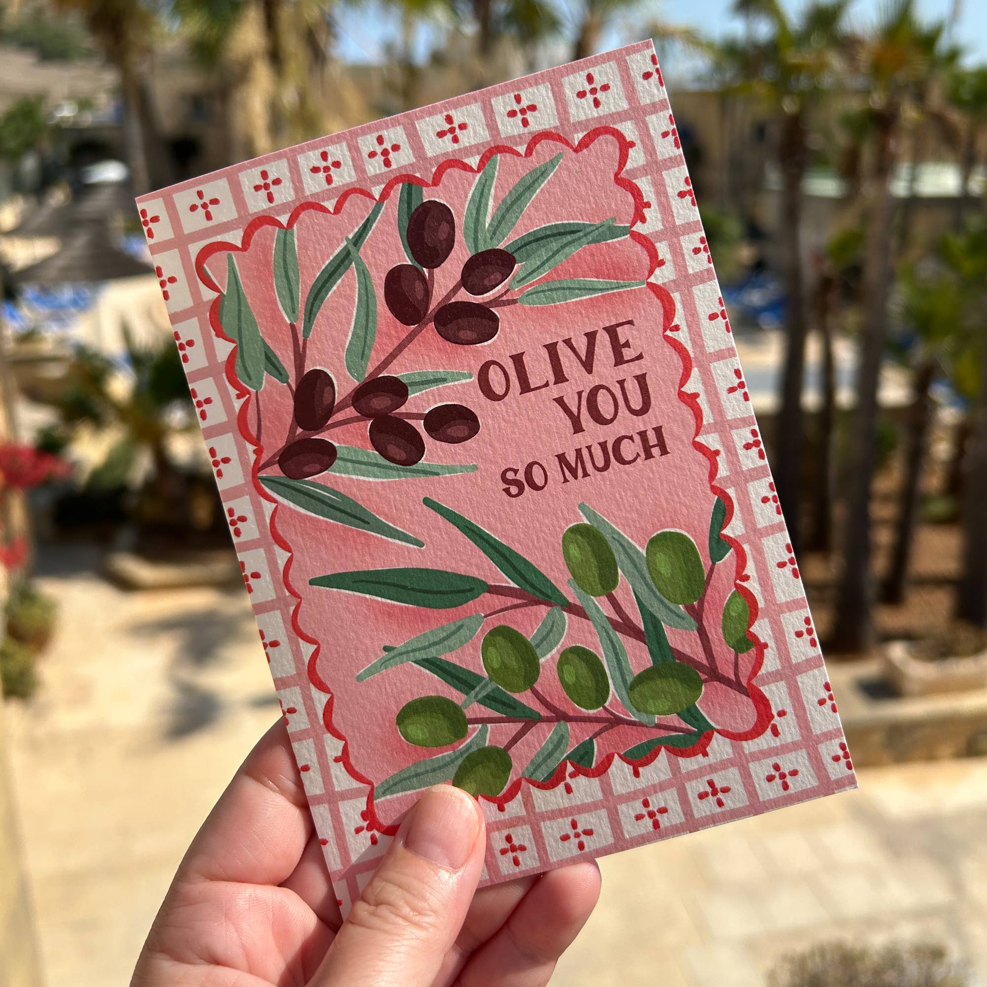 Jessie Maeve Studio - Wholesale Valentine's Day Card - Olive You So Much Valentine's Card - A6 Elegant Texture Card3