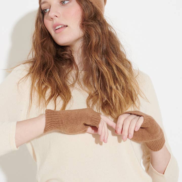 CASHMERISM – wholesale Vantar - Dam – Cashmere handledsvärmare vantar - Vicuna