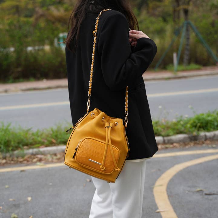 MKF Collection - Wholesale Top Handle Bag - Women's - Azalea Women's Bucket Handbag, Crossover Bag by Mia K14