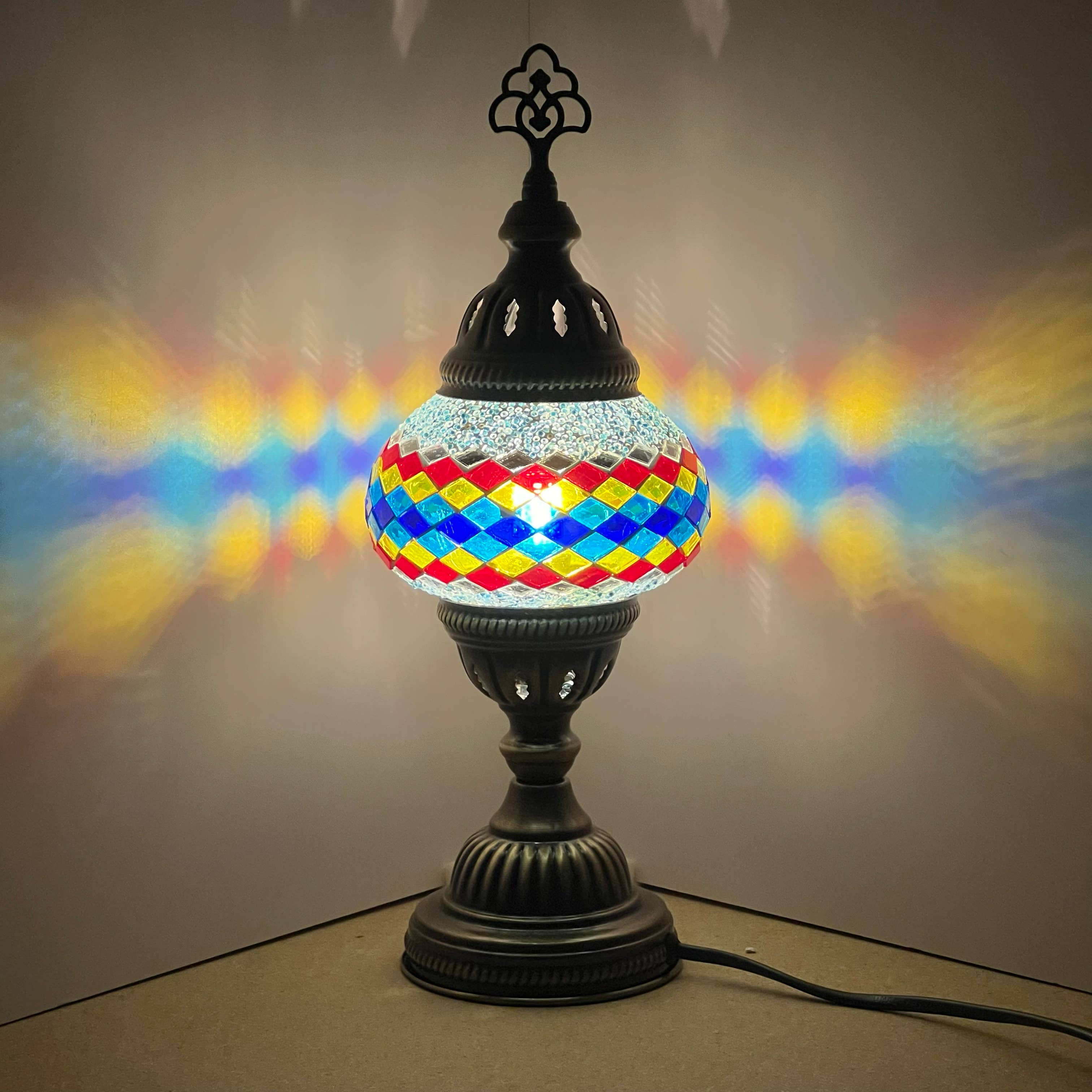 Gypsy Soul - Wholesale Accent/Desk Lamp - Handmade Mosaic Turkish Table lamp 6" Glass Globe - 6 Lamps10