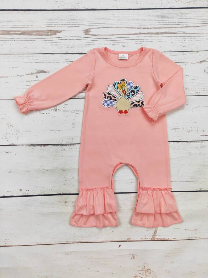 sassy kids palace - Wholesale Jumpsuit - Baby - Baby Cotton Turkey Appliqué Thanksgiving Day Romper