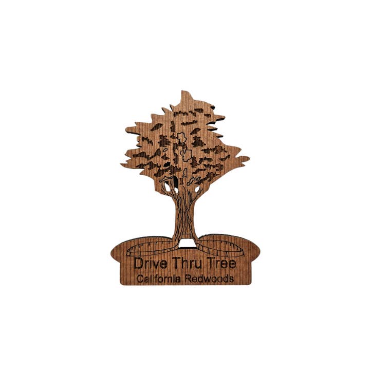 Drive Thru Tree Souvenir Magnet Made in USA California Redwoods Handmade Wood Redwood Magnet for wholesale by Happy Wood Products