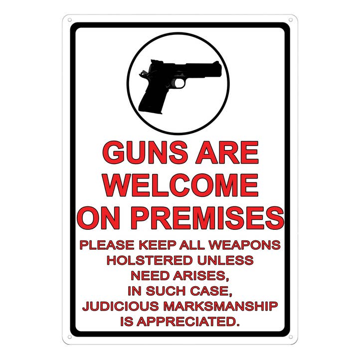 Tin Sign 12in x 17in-Guns Are Welcome for wholesale by Rivers Edge Products