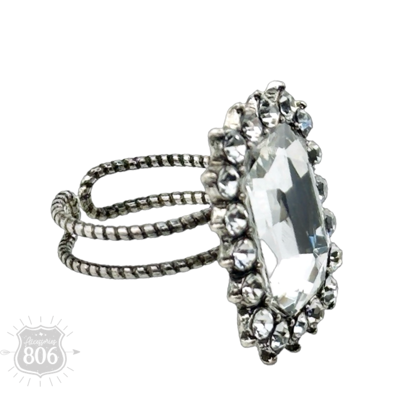 Pink Panache Brands – Großhandel Cocktail-/Statement-Ring – Großer achteckiger Strass verstellbarer Ring5