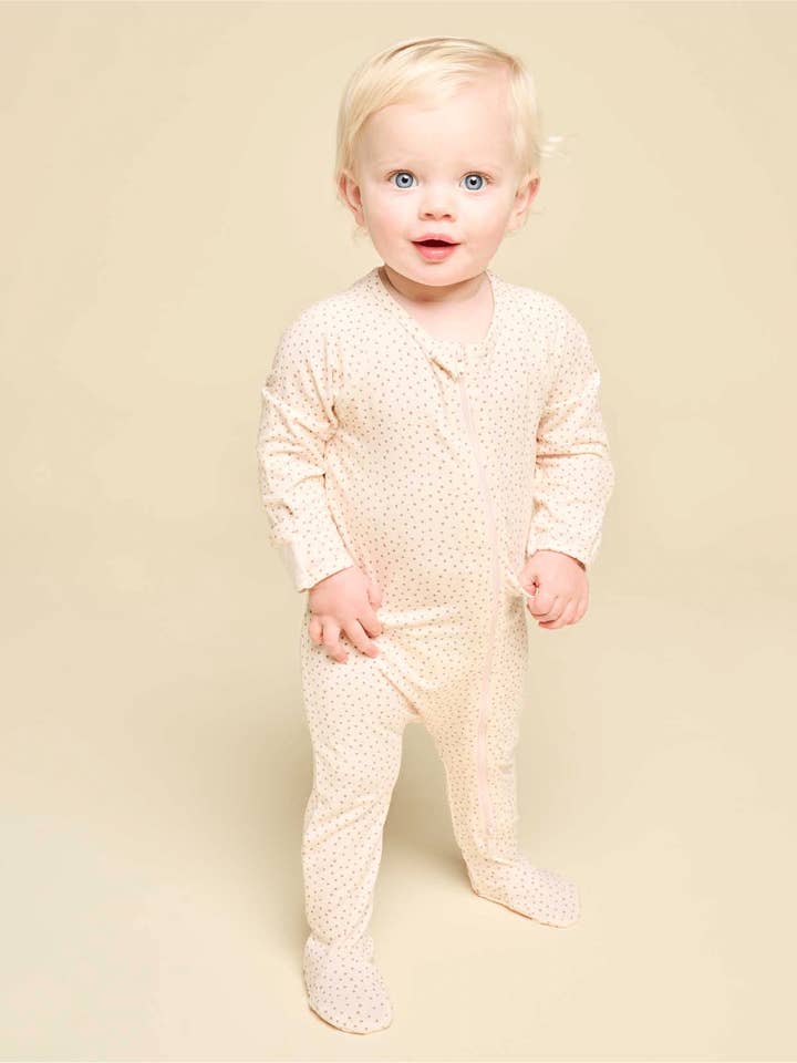 Cushii Softluxe Zip Footie - Oat Dots for wholesale by Cushii