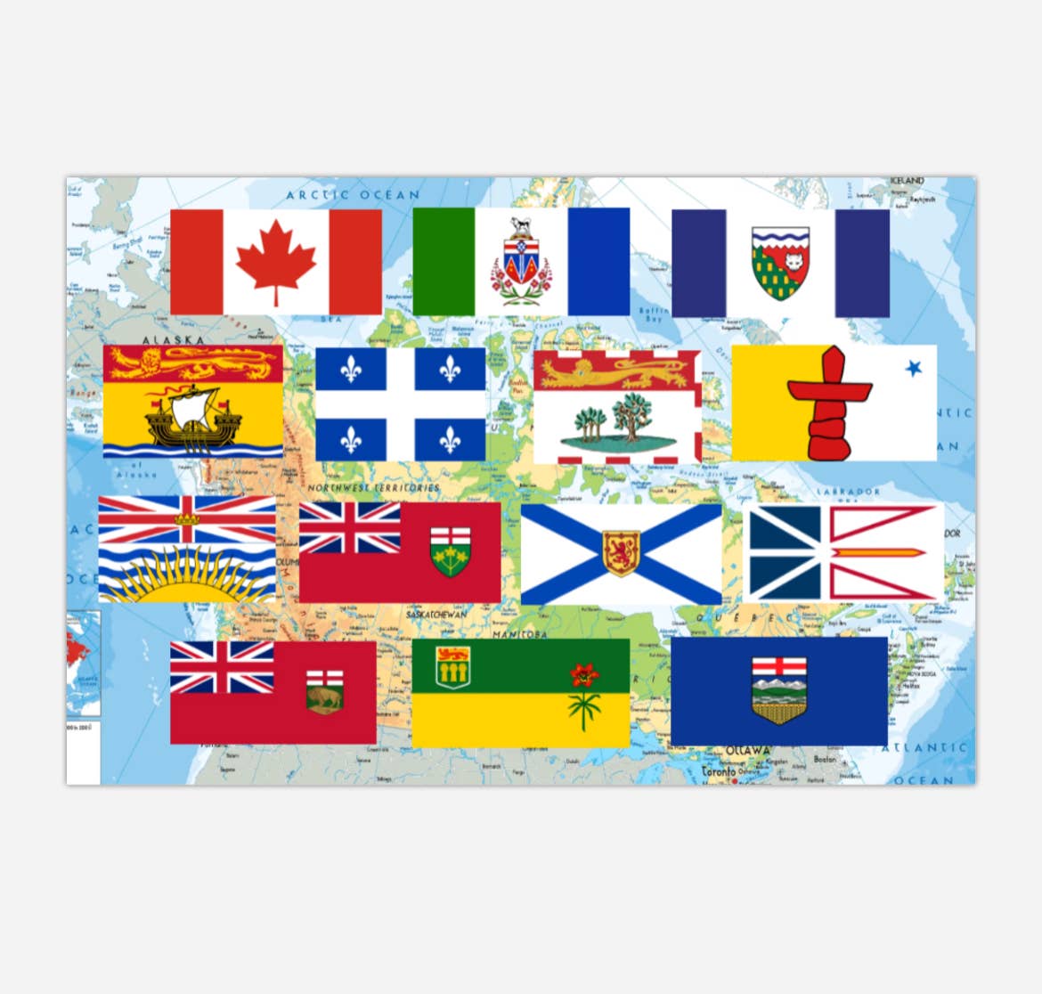 Pleasant Papercraft - Vendita all'ingrosso Cartoline - Cartolina delle bandiere provinciali e territoriali canadesi0