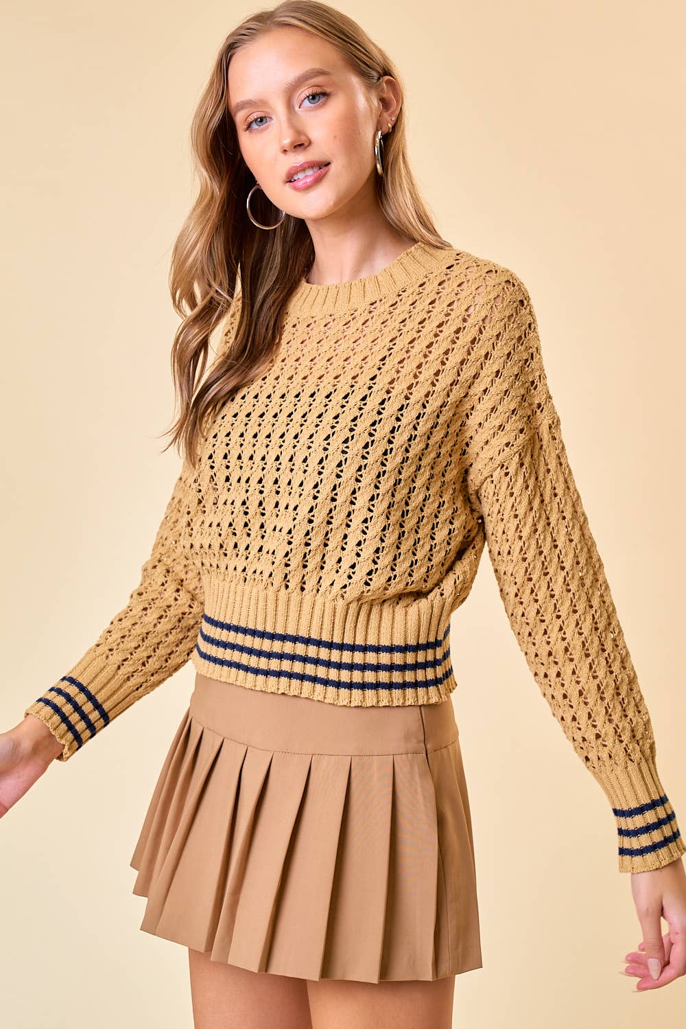 Doe and Rae - Wholesale Knit Sweater - Women's - LIGHT WEIGHT DROP SHOULDER SWEATER - 43716T2