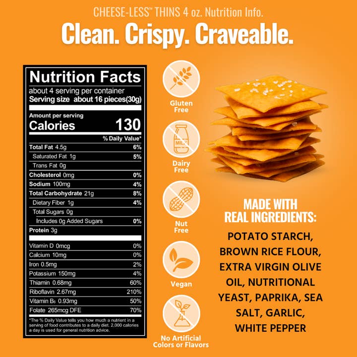 Every Body Eat® - Wholesale Crackers - Cheese-Less Snack Thins 4oz2