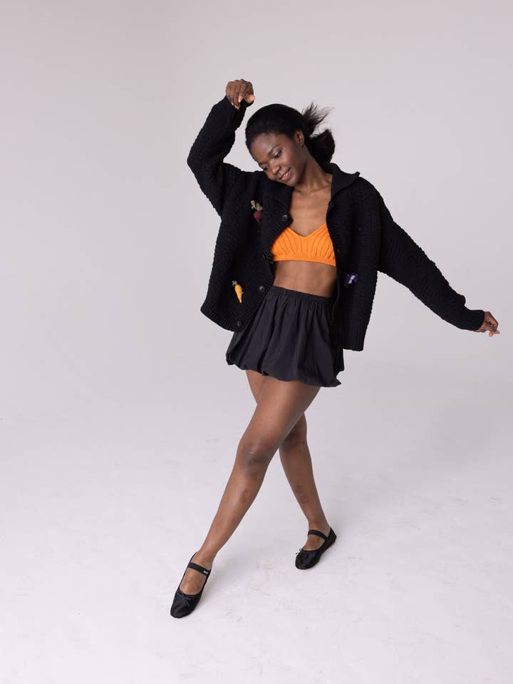 Prietema Jacket: Black Cotton Cardigan / Jacket, HANDMADE for wholesale by The Knotty Ones