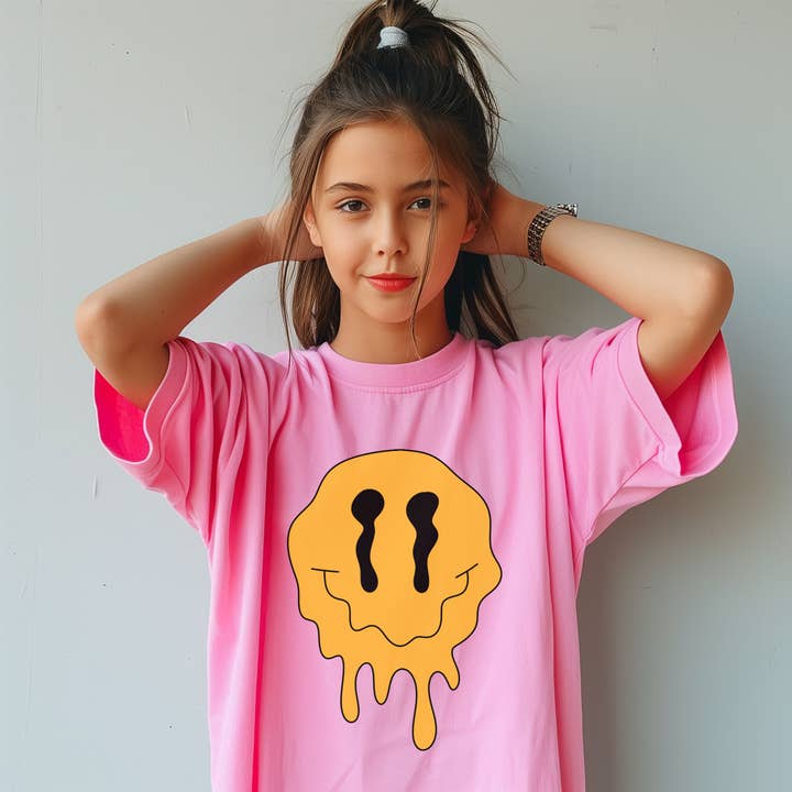 Melty Smiley Face Youth/Tween/Teen Graphic tee for wholesale by The Purple Turtle