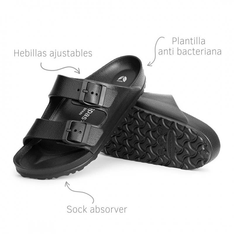 Avispas - Vente Sandales – femme - Nouvelle sandale Coachella noire en EVA bio avec boucles2