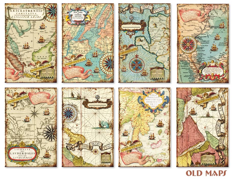DECORER - Wholesale Scrapbook - Old Maps - MINI Scrapbook Paper2