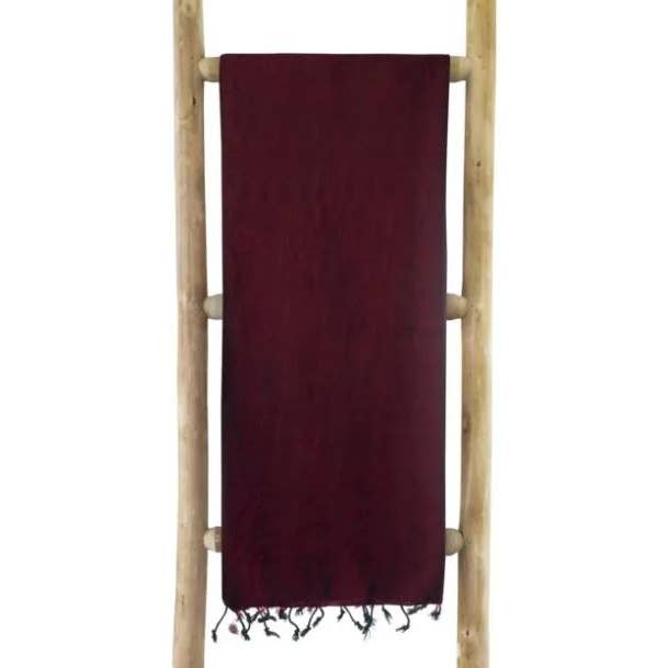 Shawls4you - Vendita all'ingrosso Plaid - Plaid rosso bordeaux del Nepal (220 x 120 cm)