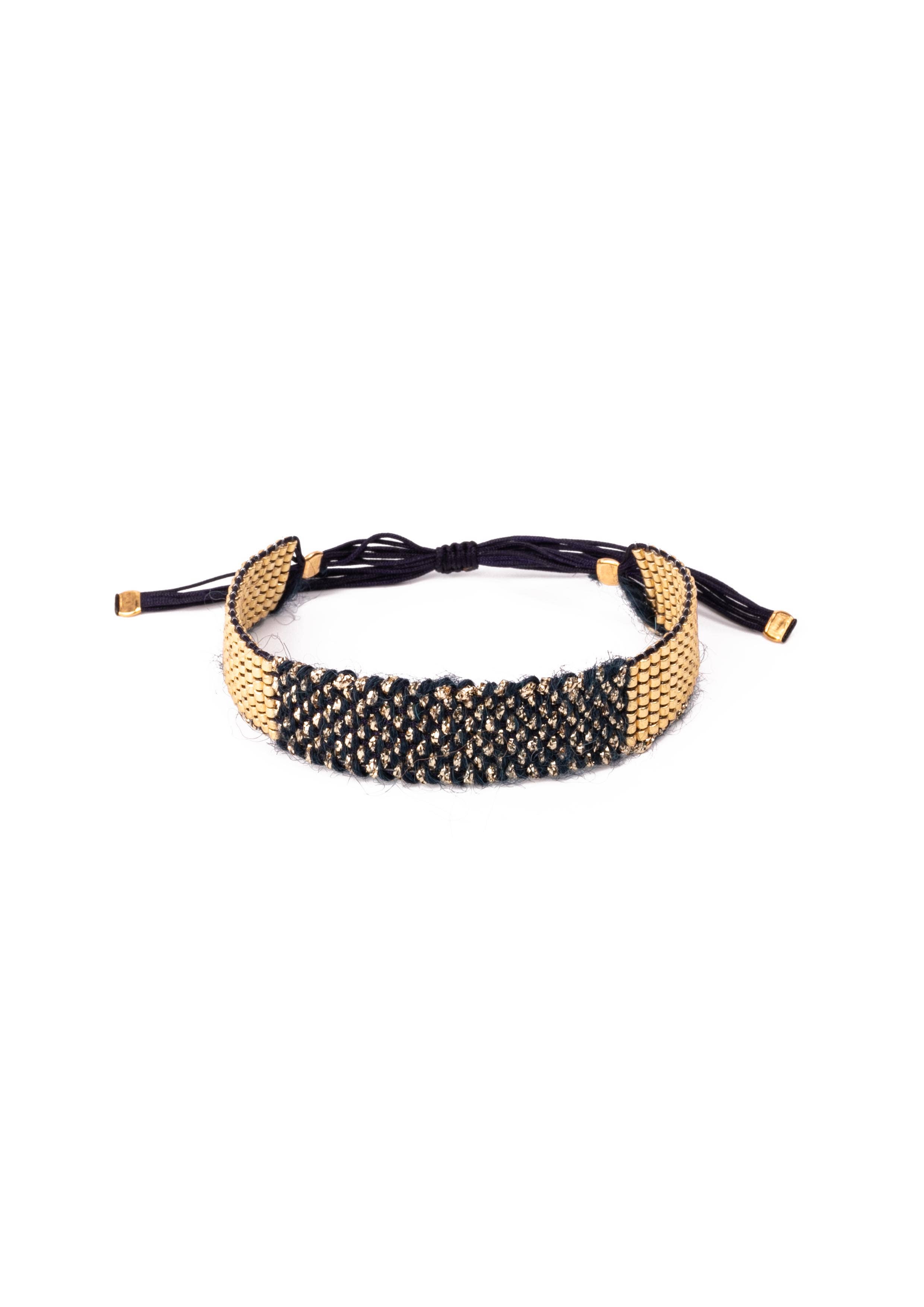 Maison Plune – wholesale Pärlarmband – Tweed justerbart armband med 7 rader av guldfärgade miyuki-pärlor9