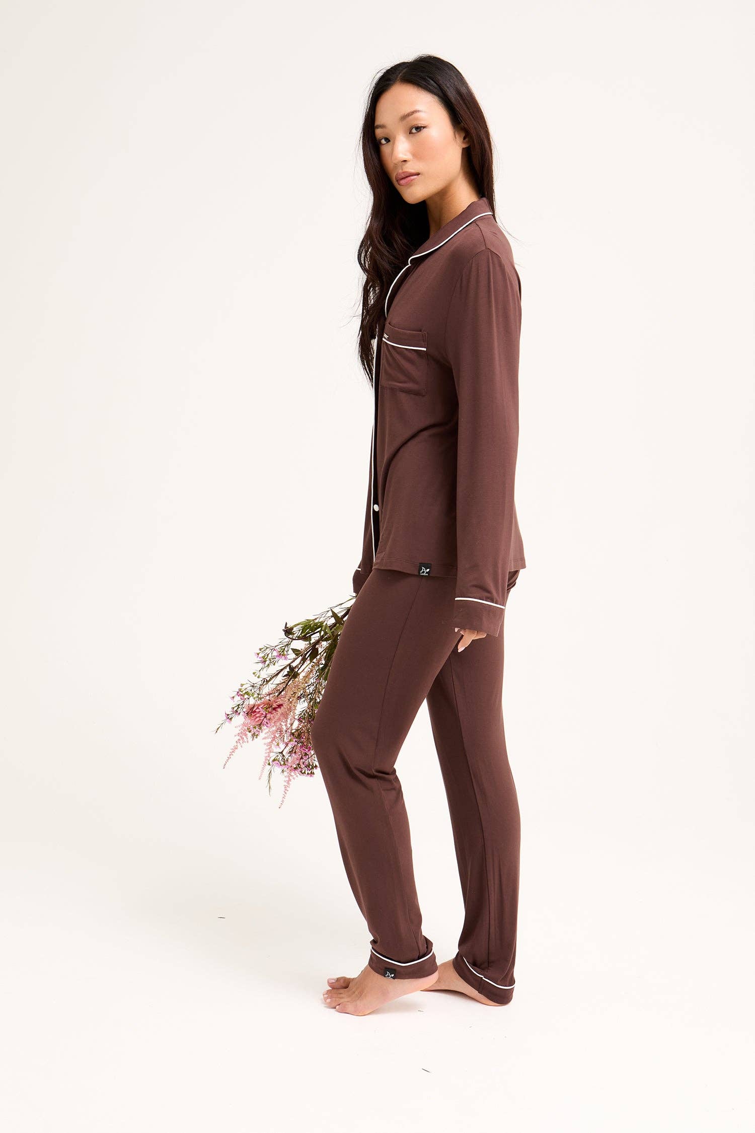 Bamboo Long Pyjama Set in Chocolate for wholesale on Faire3