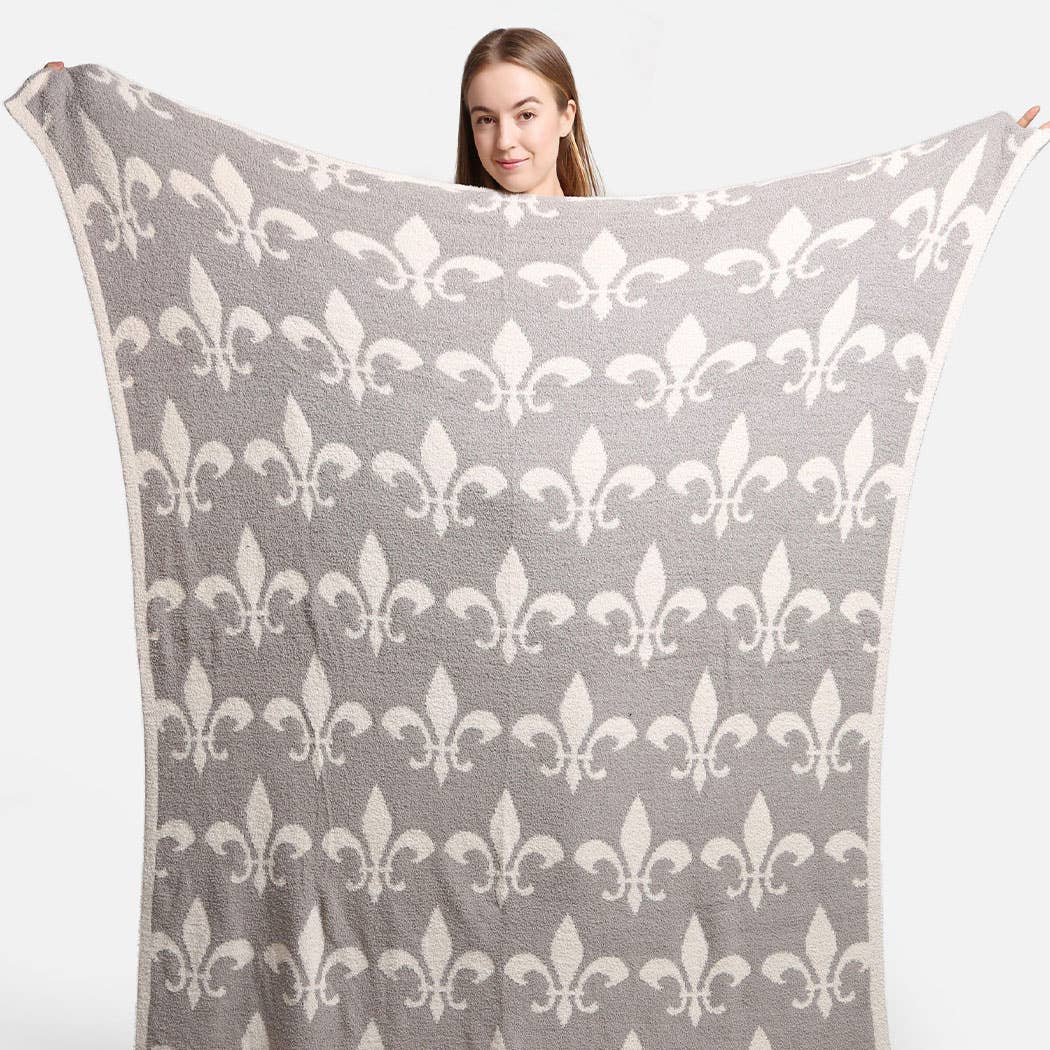 Fashion City - Wholesale Throw Blanket - Fleur De Lis Pattern Luxury Soft Throw Blanket9