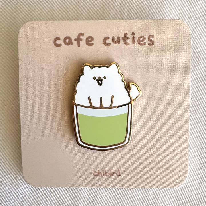 Matcha Pup Enamel Pin for wholesale by Chibird