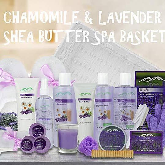 Pure Parker - Wholesale Bath & Body Set - Luxurious Lavender Chamomile 20-piece Bath Body Gift Basket