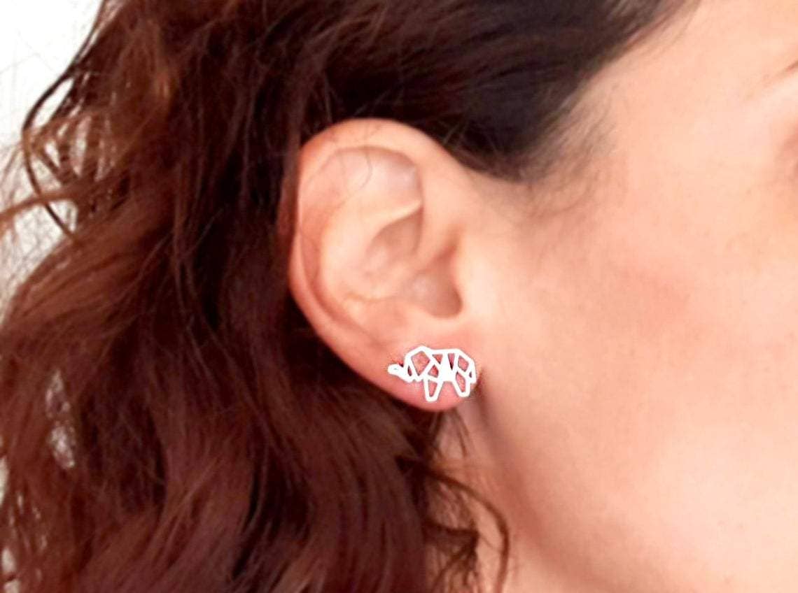 Shany Design Studio - Wholesale Stud/Post Earrings - Origami Geometric Elephant Stud Earrings Gold / Silver9