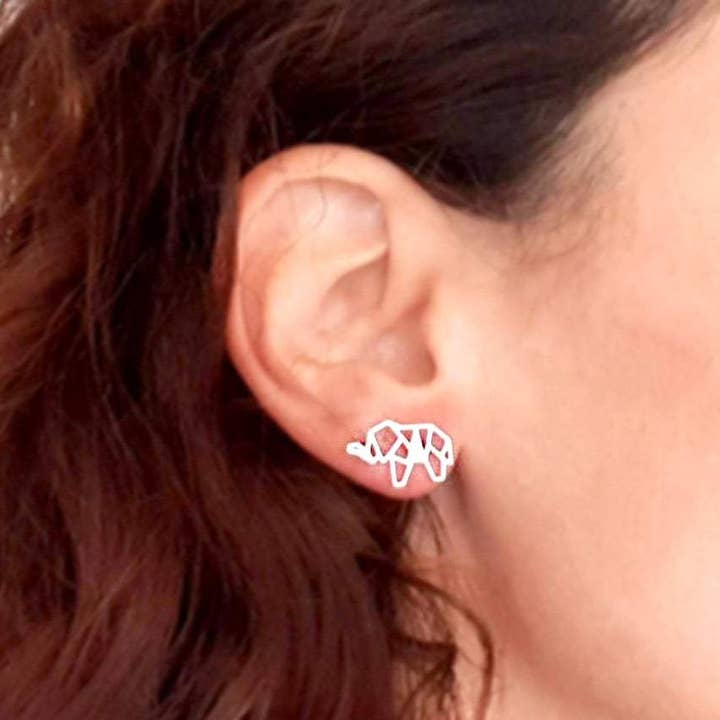 Shany Design Studio – wholesale Stud/post earrings – Origami Geometric Elephant Stud Earrings Gold / Silver9