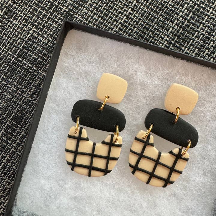Allison | Colorblock Grid Earrings (3 color options) for wholesale by Understated Clay