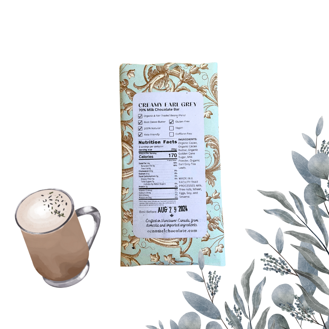 Oenomel Chocolate – Großhandel Schokoriegel – Bio Cremiger Earl Grey 70% Milchschokolade2