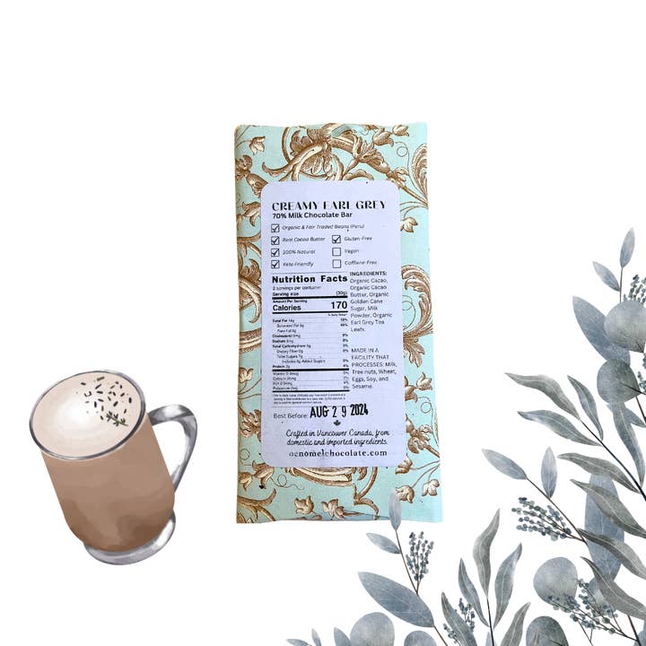 Oenomel Chocolate - Wholesale Chocolate bar - Organic Creamy Earl Grey 70% Milk Chocolate2