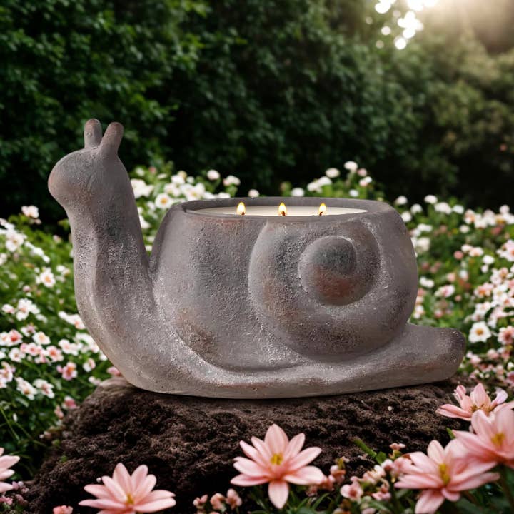 Extra large Garden snail candle citronella and lavender for wholesale by North-End Market Candle Co.