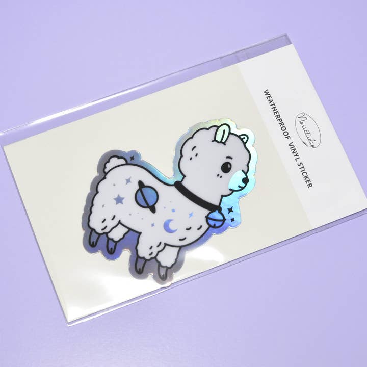 Noristudio - Wholesale Sticker - Galaxy Alpaca Holographic Vinyl Sticker1