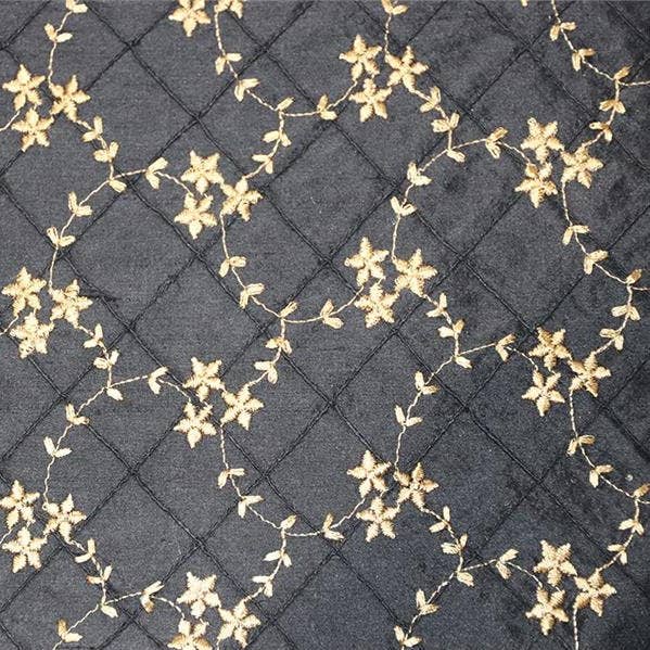 Silk Pintucked Dupioni Fabric - Morningside - Black for wholesale by Hyena