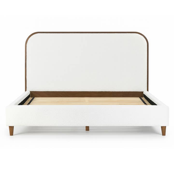 Glamour Home - Wholesale Bed - Brenda Fabric Upholstered Queen Bed with Wood Trim Accent2