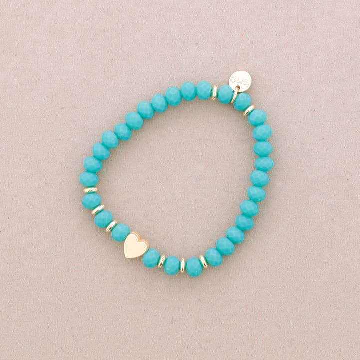 Sonata – Pulseira de missangas por atacado – Pulseira elástica com coração metálico e cristais facetados8