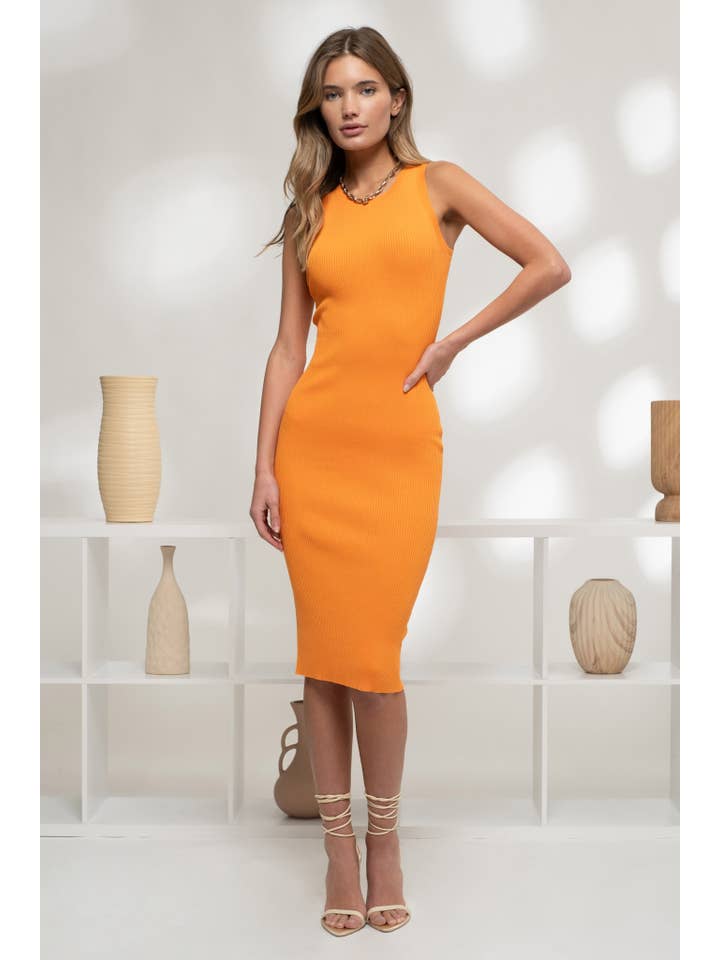 The Workshop Studio – Engroshandel Kjole - Dame – RIBSTRIKKET TANK MIDIKJOLE19