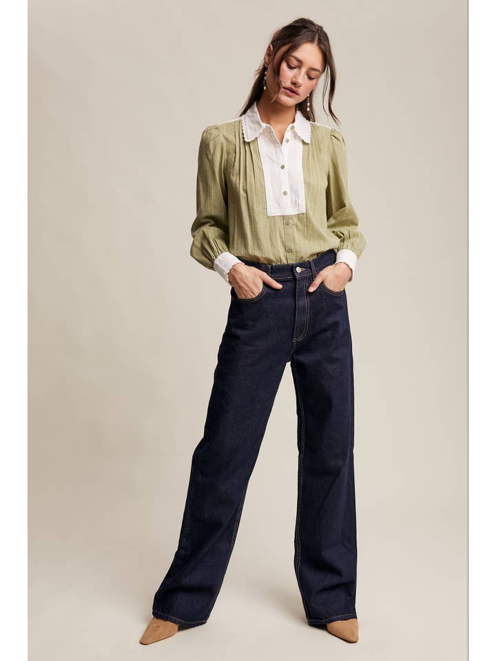 Listicle - Wholesale Buttoned-down shirt – Women's - Victorian Contrast Lace Blouse21