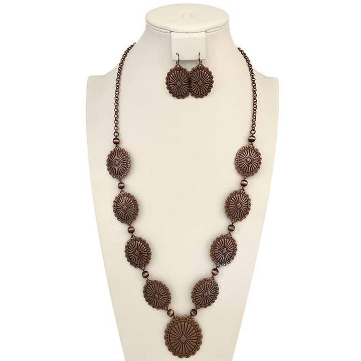 anbfashion - Vente Parures de bijoux - ENSEMBLE DE COLLIERS CONCHO GRAVÉS À MAILLONS