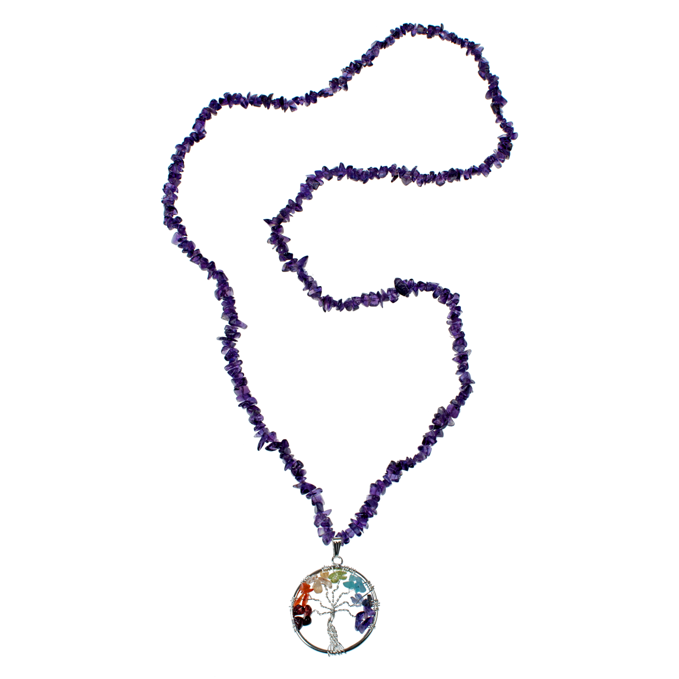 KJK Jewelry Inc. - Wholesale Pendant/Charm Necklace - Wrapped Stone Tree Of Life On Stone Chips Necklace1