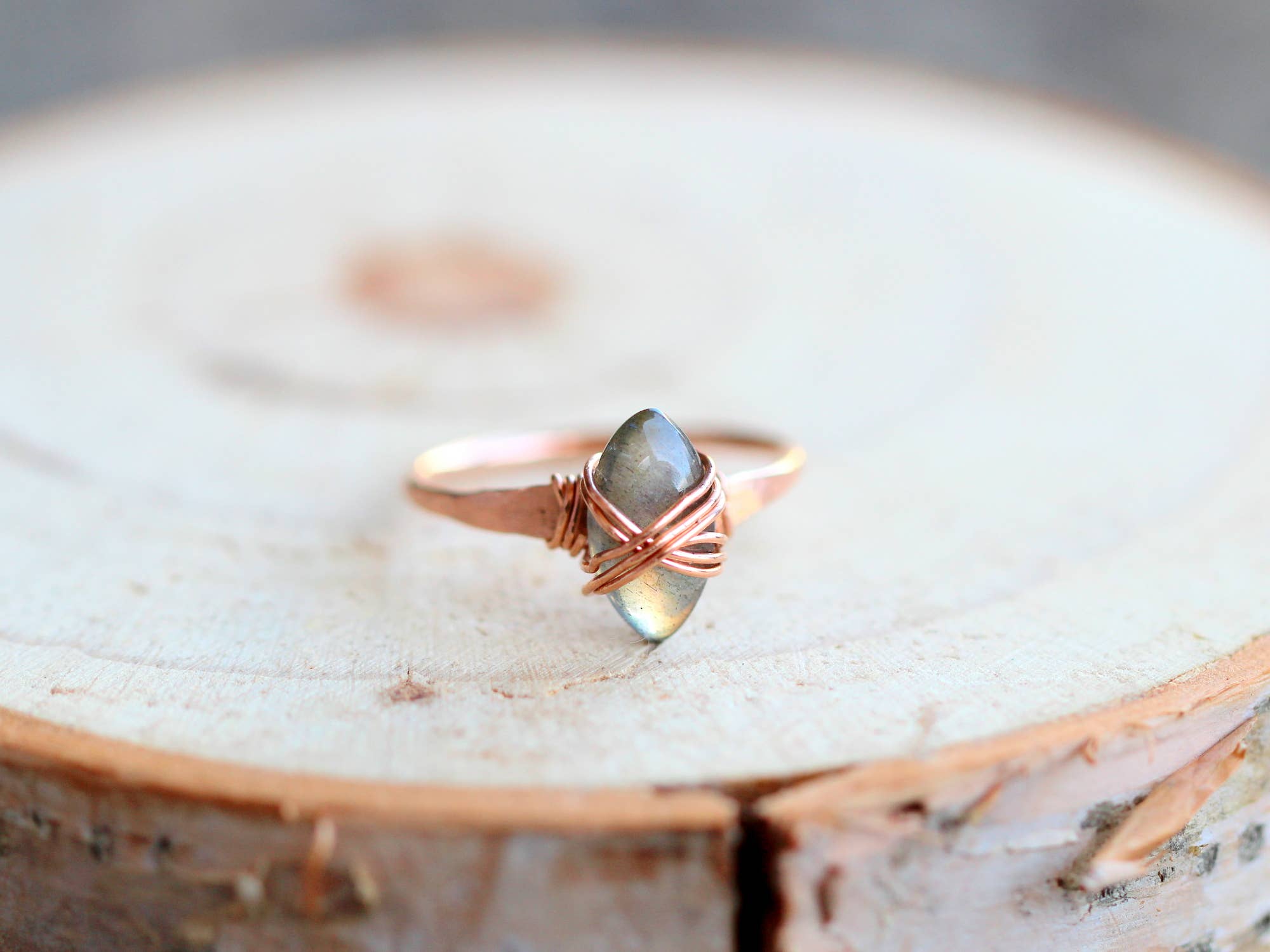 Saressa Designs - Wholesale Cocktail/Statement Ring - Marquis Caged Ring - Labradorite2