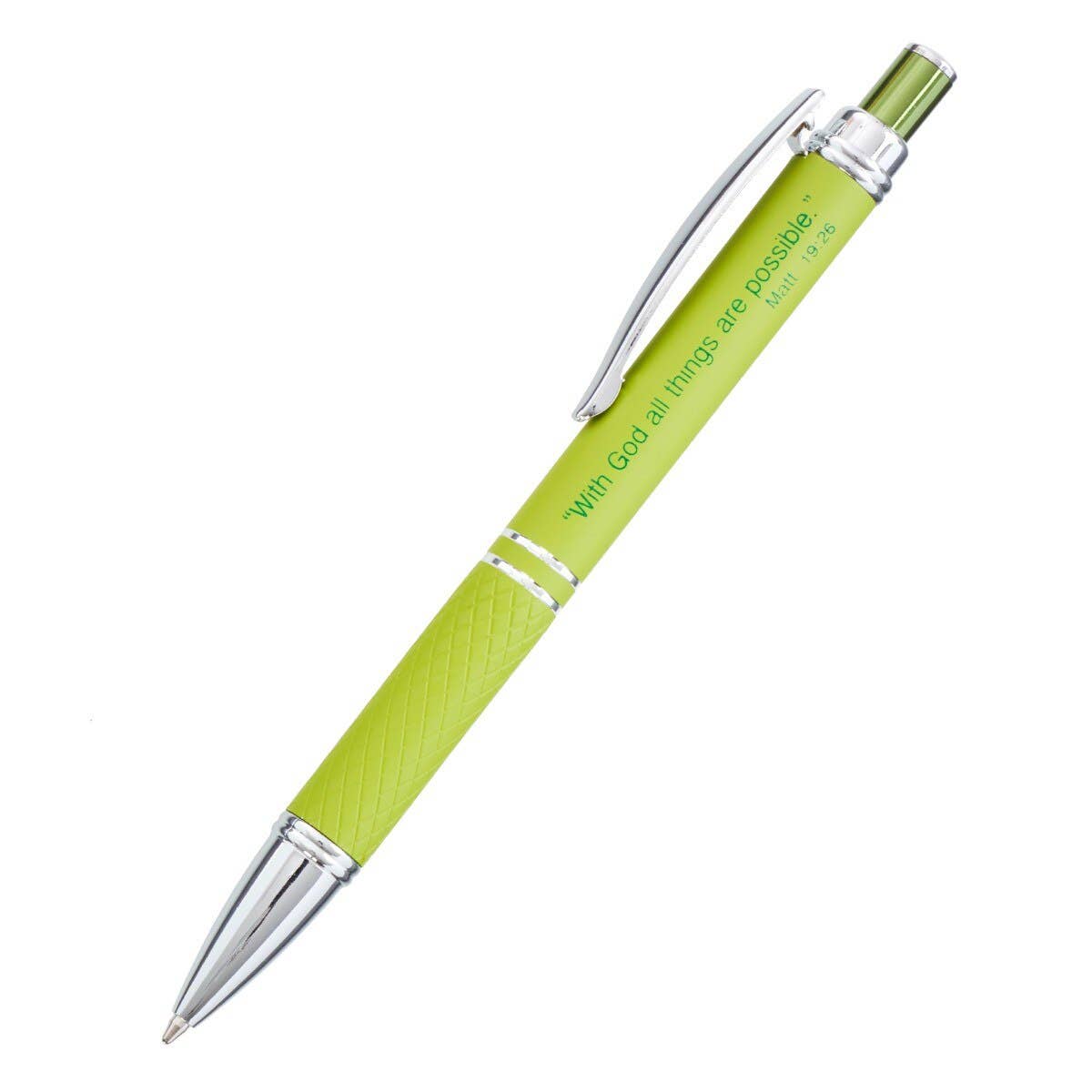 Christian Art Gifts - Wholesale Pen - Pen in Case Green All Things Matt. 19:261