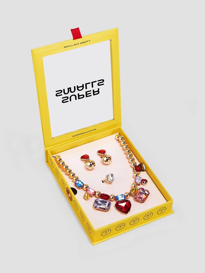 Red Heart Gem Necklace Set for wholesale by Super Smalls