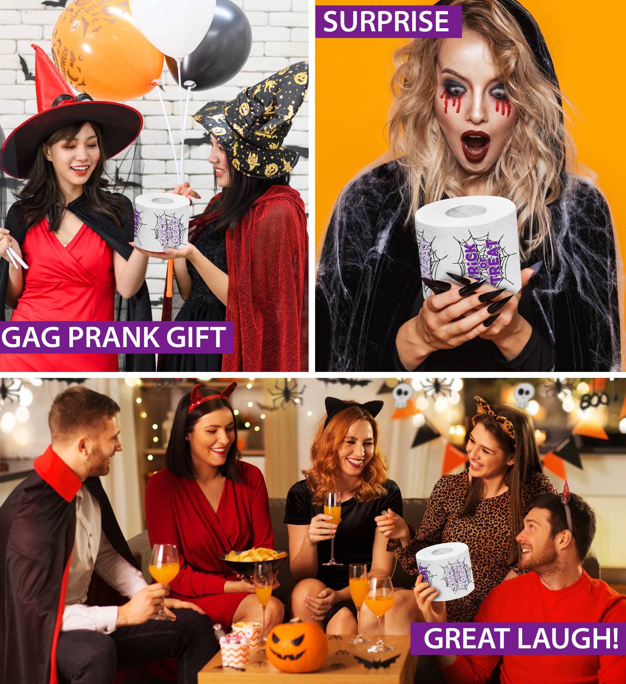 Cota Global - Vente Papier toilette - PAPIER TOILETTE IMPRIMÉ - HALLOWEEN - DES BONBONS OU UN SORT3