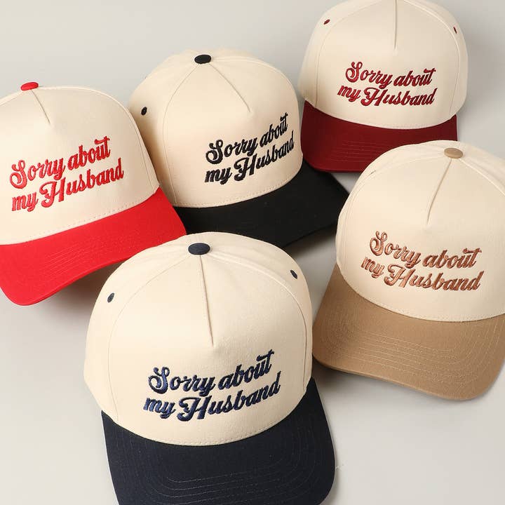 Fashion City - Wholesale Baseball Cap - Unisex - Sorry About My Wife / Husband Embroidery Two-Tone Canvas Cap